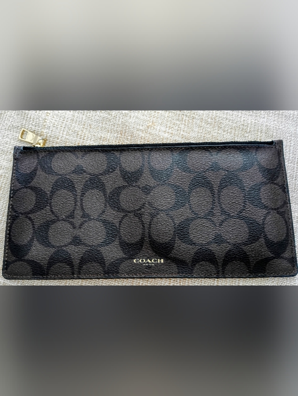 Coach Black/Charcoal Signature Zip Wallet